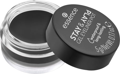 essence | Stay & Play Gel Eyeliner Pot | Waterproof, Long Lasting, Highly Pigmented | Vegan & Cruelty Free (01 | Black)