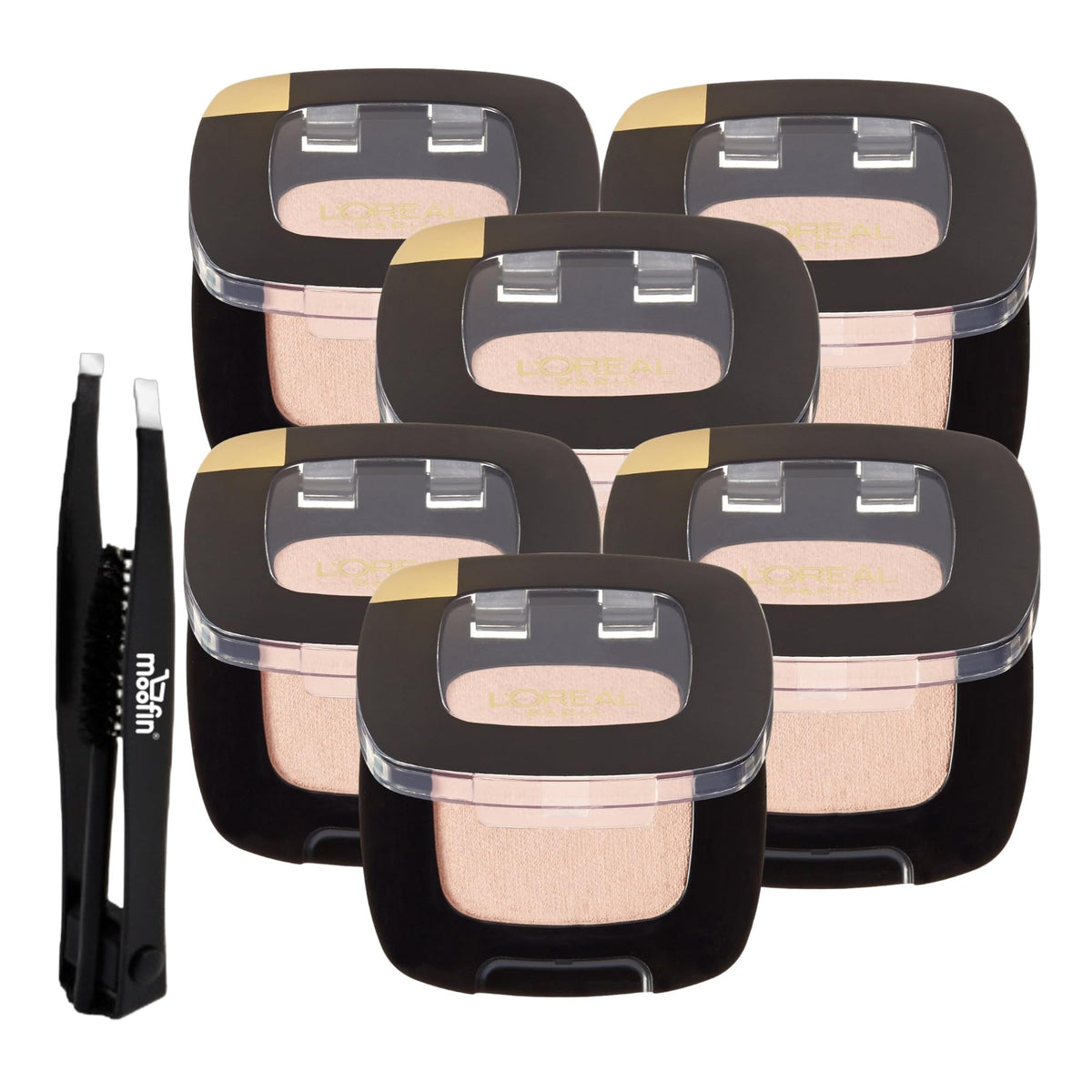 Eye Shadow Palette Makeup, 0.12 Oz - with Moofin Eyebrow Tweezers, Luxurious Little Beige Dress, Vibrant Shimmery & Matte Finishes, Easy Sweep Soft Eyeshadow Palette Velvety[Pack of 6]