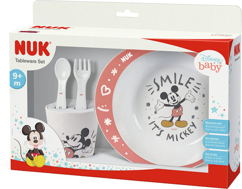 NUK Disney Micky Geschirrset | ab 6 Monaten | enthÃƒÂ¤lt Teller, Gabel, LÃƒÂ¶ffel und Becher | Disney Micky Maus | 4 Teile
