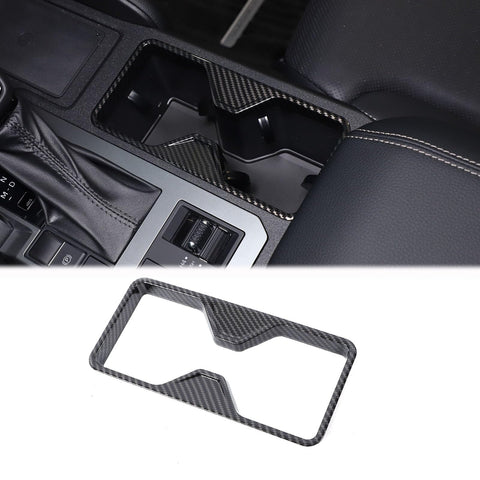 Center Console Cup Holder Frame Cover Trim Compatible with Toyota Land Cruiser Prado 2024+ Accessories, ABS Gear Shift Water Cup Holder Frame Cover Trim Accessories (Carbon Fiber Pattern)