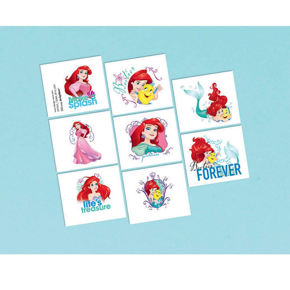 amscan Tattoos | Disney Ariel Dream Big Collection | Party Accessory,Multi Color,2" x 1 3/4"