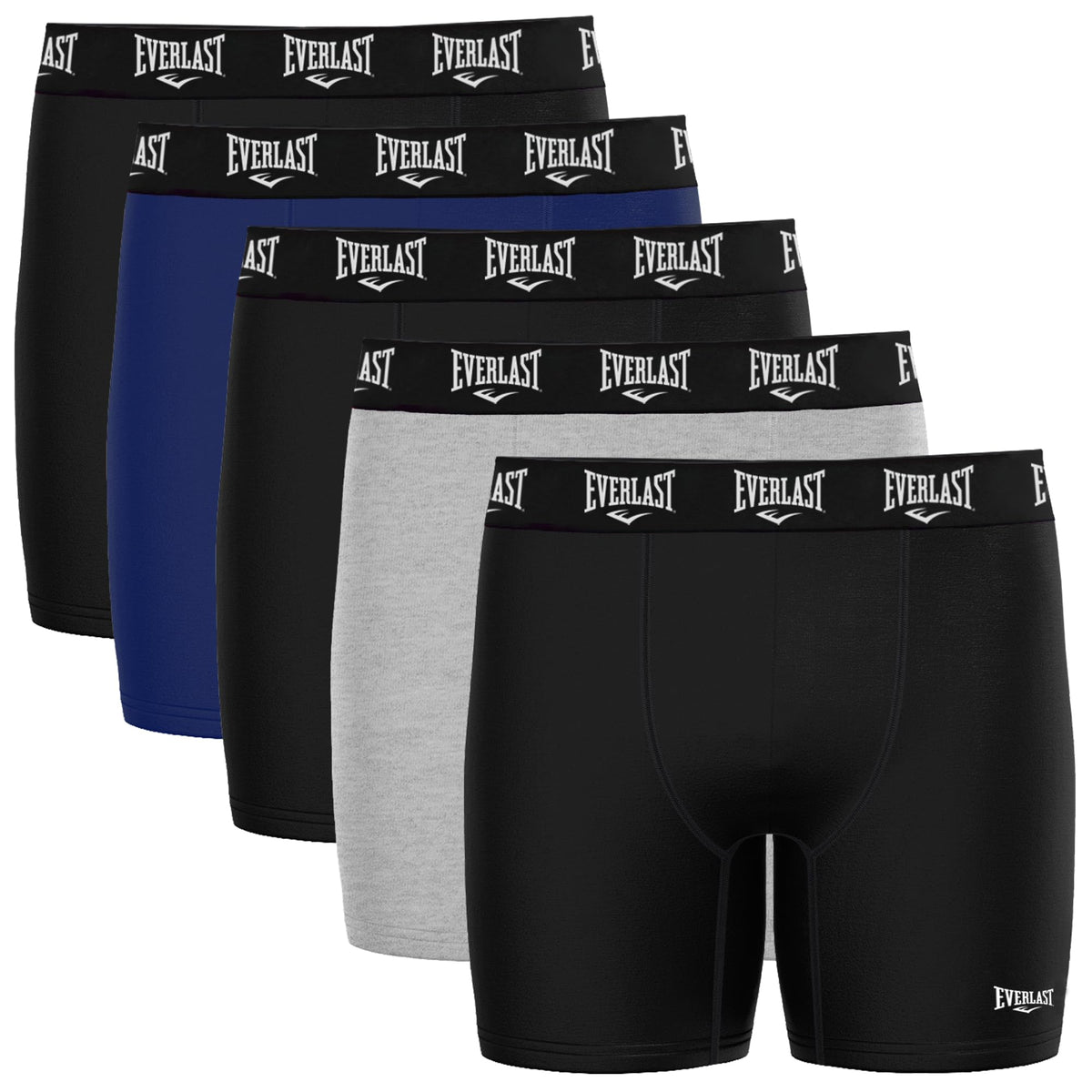Everlast Performance Menâ€™s Boxer Brief Menâ€™s Underwear Boxer Briefs, Soft & Comfortable Waistband, Anti-Chafing (US, Alpha, Medium, Regular, Regular, 5, Black/Grey/Blue)
