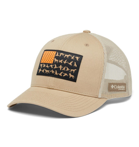Columbia Unisex PHG Game Flag Mesh Snap Back -High Crown, Sahara/Fossil/Waterfowl Flag, One Size