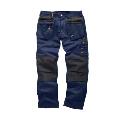 Scruffs Worker Plus Black, Graphite Grey or Navy Work Trousers Hardwearing Trade Combat Cargo Men's Kneepad Workwear Pants (36" Waist x Regular Leg, Navy)