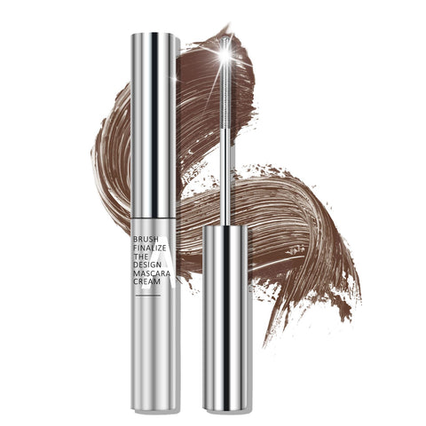 Erinde Brown Washable Metal Mascara, Super Voluming Curling Iron Wand Mascara, Bristleless Metal Mascara Brush, Long Lasting Waterproof No Flaking Tint Telescopic Mascara