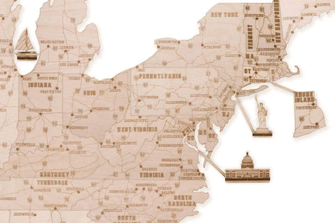 Wood Trick Wooden United States Map Kit for Wall - w/Landmarks Cities & Routes - Big - 52x32ÃƒÆ’Ã†â€™Ãƒâ€šÃ‚Â¢ÃƒÆ’Ã‚Â¢ÃƒÂ¢Ã¢â€šÂ¬Ã…Â¡Ãƒâ€šÃ‚Â¬ÃƒÆ’Ã¢â‚¬Å¡Ãƒâ€šÃ‚Â³ - Perfect Wood Gift for Travel Wedding & Decor - Very Detailed - 3D Wooden Puzzle Travel Map