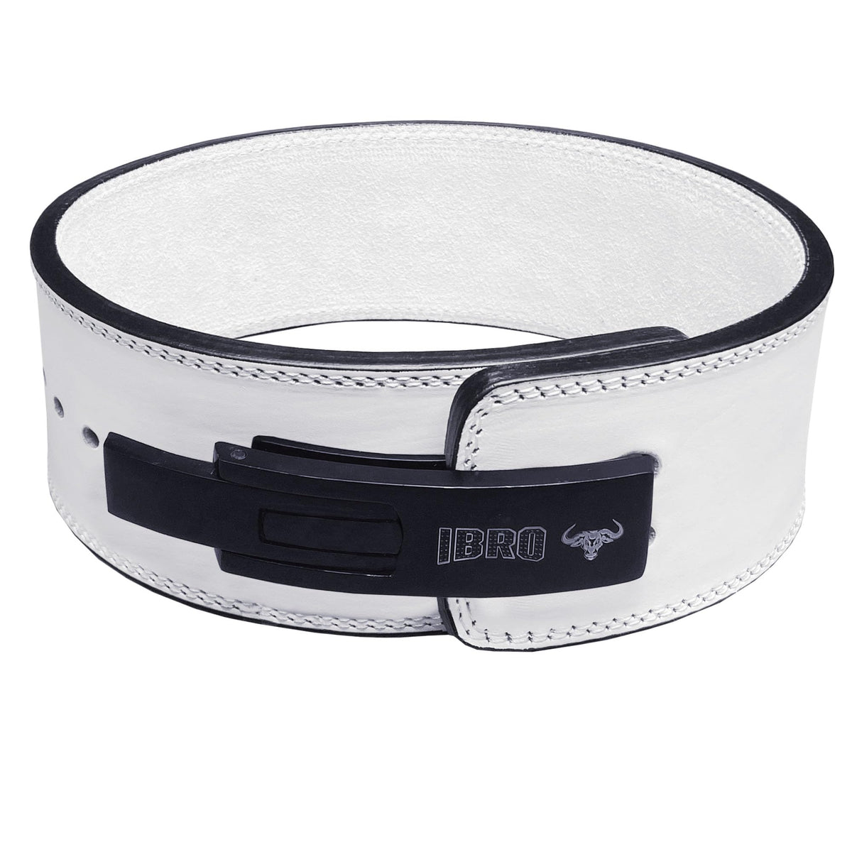 IBRO Powerlifting Lever Gym Belt - Power 10MM Extreme Heavy Duty Genuine Leather Belts - Squats Deadlifts Bodybuilding Weight Lifting IPF Power Lifting Strongman for Men 10mm AllWhite M