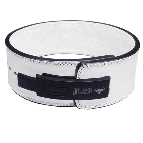 IBRO Powerlifting Lever Gym Belt - Power 10MM Extreme Heavy Duty Genuine Leather Belts - Squats Deadlifts Bodybuilding Weight Lifting IPF Power Lifting Strongman for Men 10mm AllWhite M