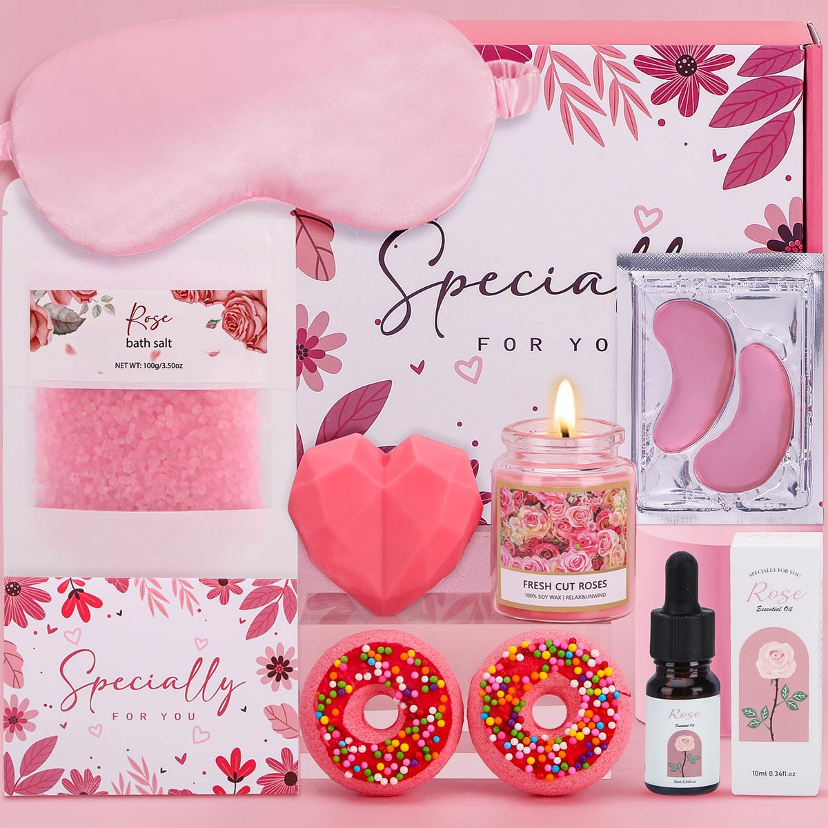 Birthday Gifts For Women, Pamper Gifts For Her, Anniversary Valentines Gifts for Her, Mothers Day Gifts for Mum from Daughter Son,Relaxation Ladies Friendship Gifts Care Package For Friend,Sister-Rose