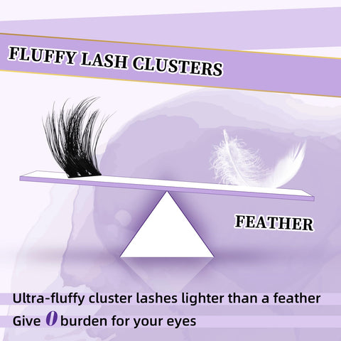 Lash Clusters Fluffy Individual Lashes 84 Pcs Ultralight Eyelash Clusters B&Q DIY Cluster Eyelash Extensions at Home Wispy Lash Extension Light as Feather Cluster Lashes (F02-D-8-18mm)