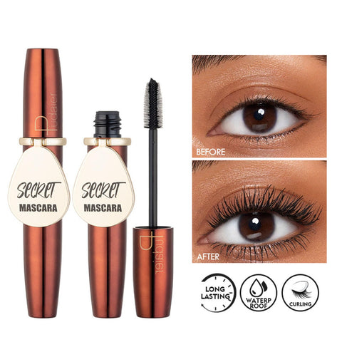 4D Silk Fiber Mascara With A Small Mirror,For Eye Makeup,Non-Clumping,Eyelash Curling,Waterproof And Long-Lasting Charming Portable Mascara,Perfect For Party Travel