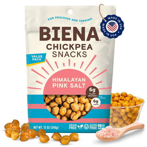 BIENA Roasted Chickpea Snacks - Himalayan Salt, 1 Value Pack - Crispy Salted Chickpeas Loaded with Protein & Fiber - Delicious, Healthy Snacks for Adults and Kids