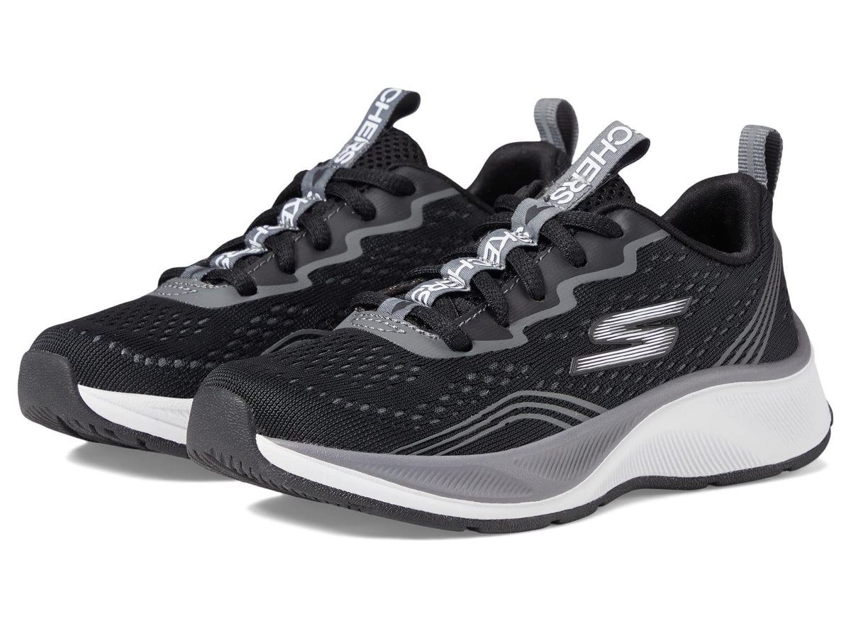 Skechers Boy's Elite Sport-Push-PAC Sneaker, Black/Charcoal, 2 Little Kid
