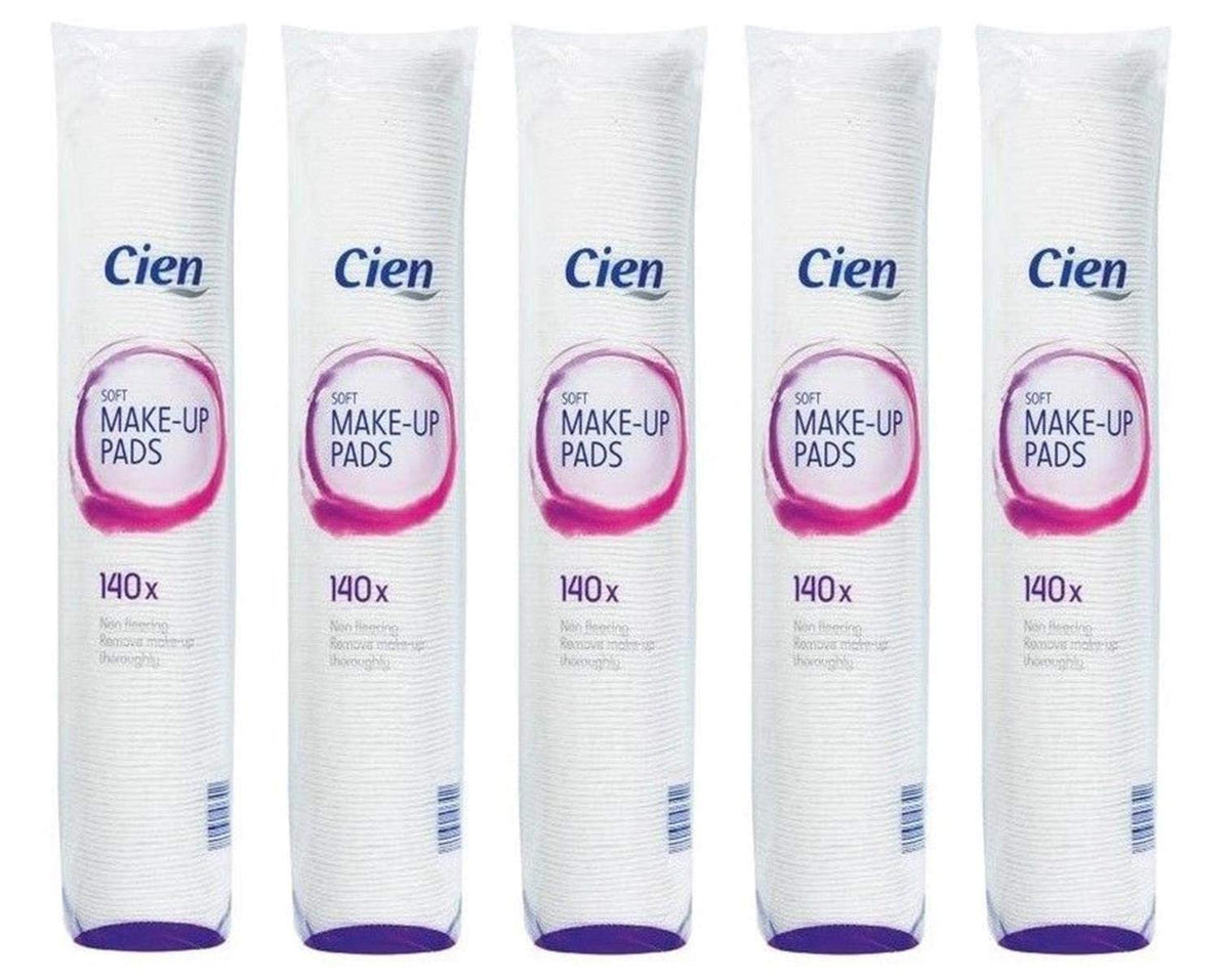 Cien Soft Make-up Removal Pads 140 | Pack of 5 | 700 Non-Fleecing Cotton & Polyester Pads