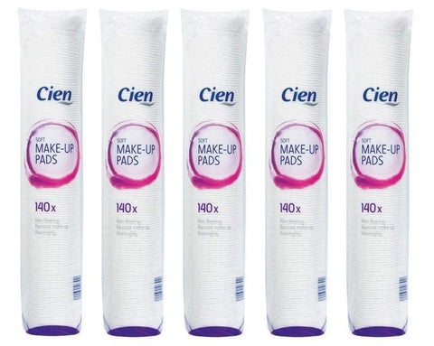 Cien Soft Make-up Removal Pads 140 | Pack of 5 | 700 Non-Fleecing Cotton & Polyester Pads