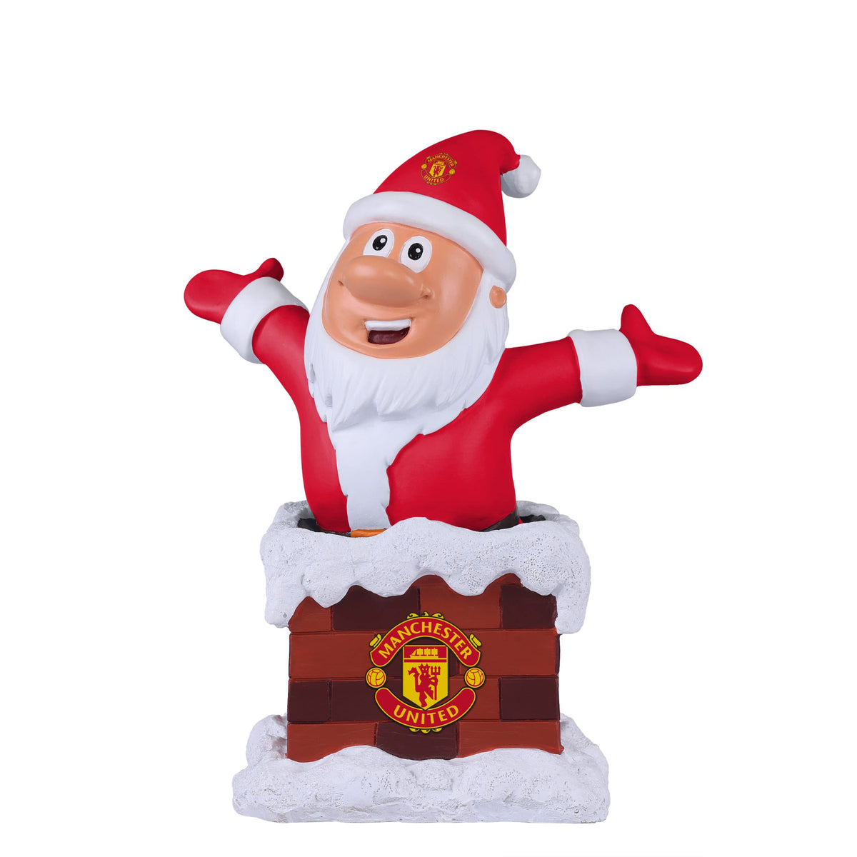 FOCO Premier League Football Manchester United Fan Chimney Christmas Indoor Outdoor Ornament Bearded Gnome