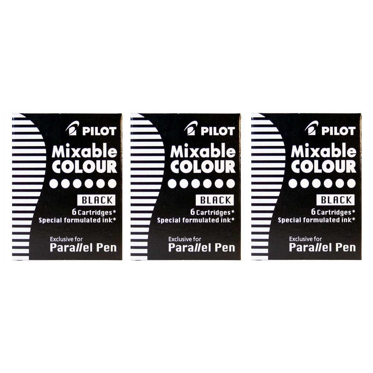 Pilot Ink Cartridges, Black, Pack of 3 Boxes of 6 Refills
