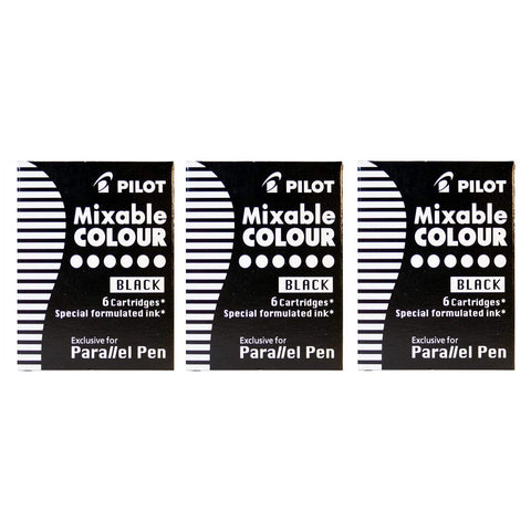 Pilot Ink Cartridges, Black, Pack of 3 Boxes of 6 Refills