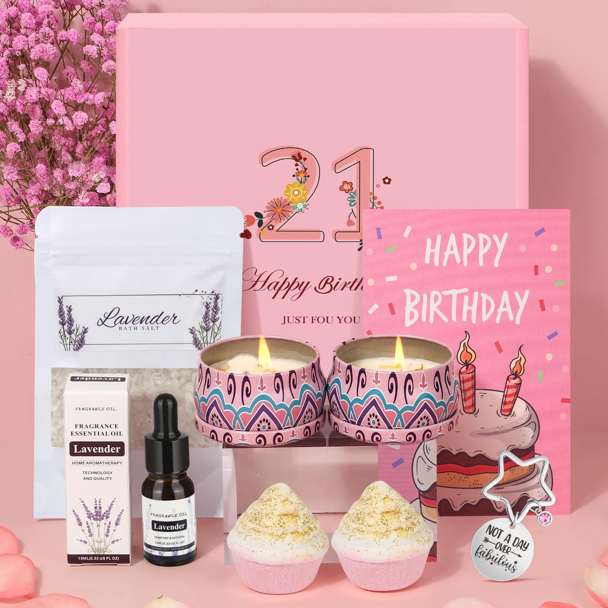 21st Birthday Gifts for Her, Birthday Pamper Gifts for Women Best Friends, Unique Hampers Self Care Package Spa Set for Female