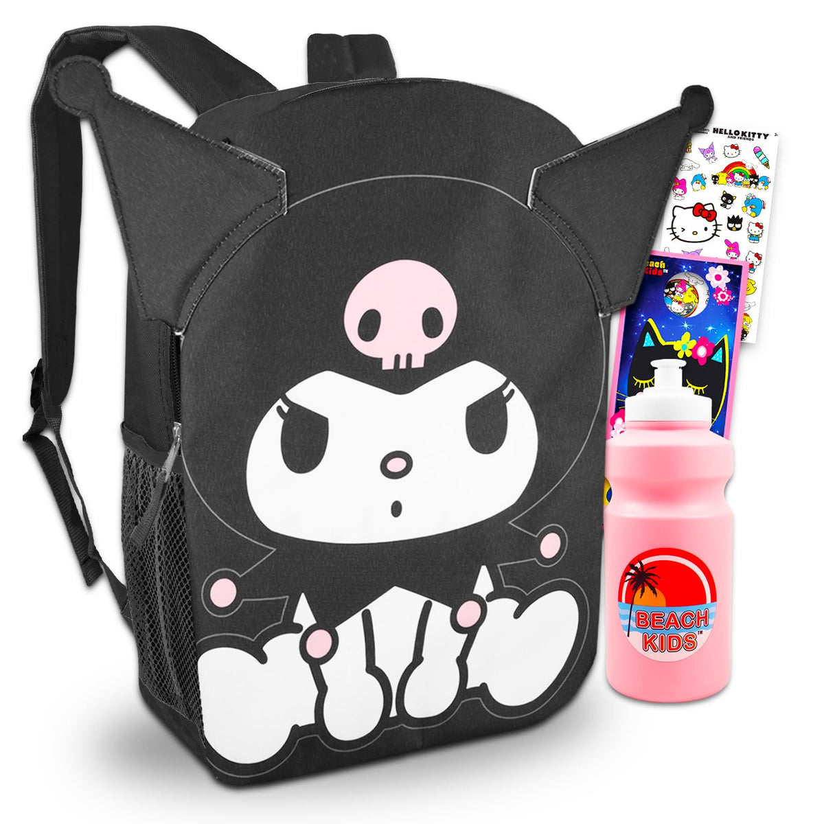 Kuromi Backpack Accessories for School - 16Ã¢â‚¬Â Kuromi School Backpack, Hello Kitty Stickers, More | Hello Kitty and Friends Backpack for Girls Bundle