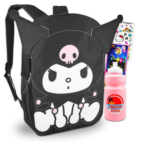Kuromi Backpack Accessories for School - 16Ã¢â‚¬Â Kuromi School Backpack, Hello Kitty Stickers, More | Hello Kitty and Friends Backpack for Girls Bundle