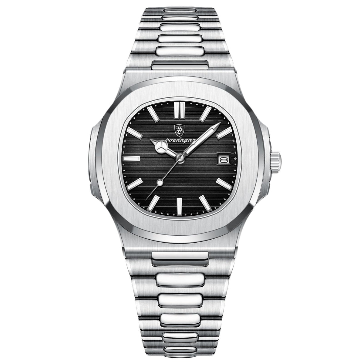 RORIOS Minimalist Wristwatch for Men Quartz Analogue Wrist Watch Date Calendar Luminous Watch Elegant Business Watch Men's Stainless Steel Watch Black