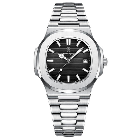 RORIOS Minimalist Wristwatch for Men Quartz Analogue Wrist Watch Date Calendar Luminous Watch Elegant Business Watch Men's Stainless Steel Watch Black