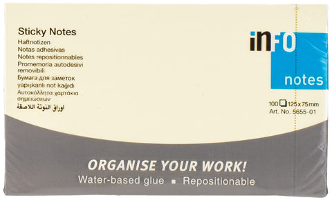 Sticky Note Pad 125 x 75 mm 100 Sheets Yellow
