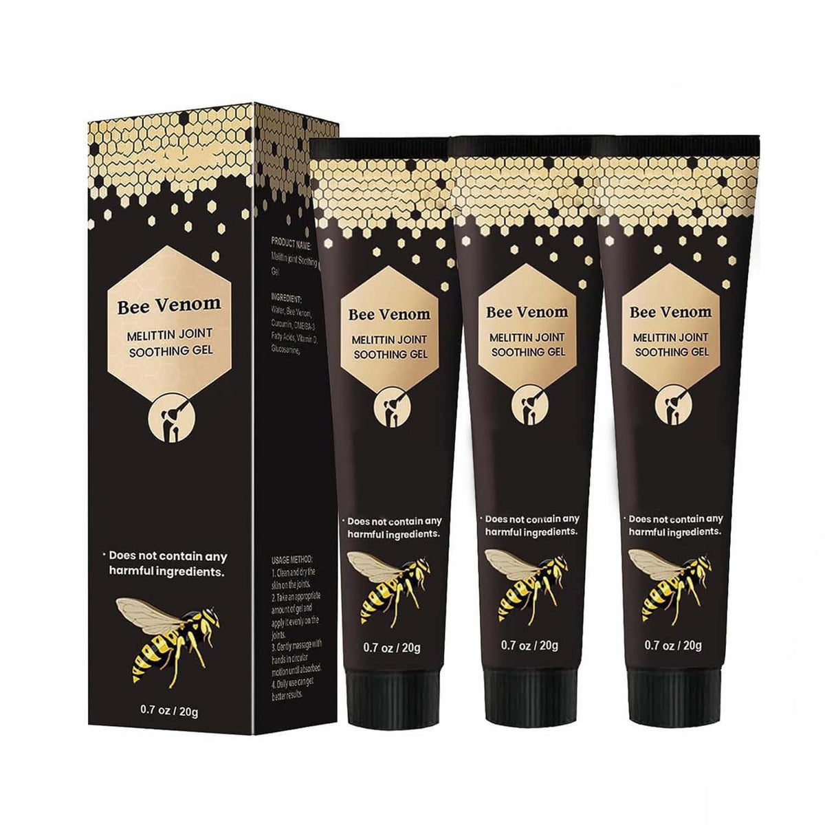 3PCS New Zealand Bee Venom Joint and Bone Cream,Professional Beevenom Propolis Gel for Neck,Knee,Shoulder,Waist,Leg