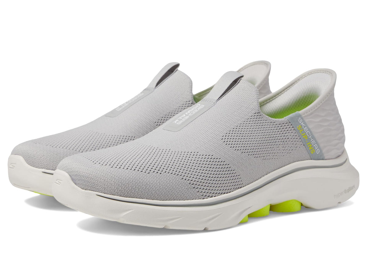 Skechers Men's Go Walk 7-Easy On 2 Sneaker, Grey/Yellow, 12 Wide