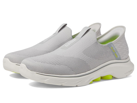 Skechers Men's Go Walk 7-Easy On 2 Sneaker, Grey/Yellow, 12 Wide