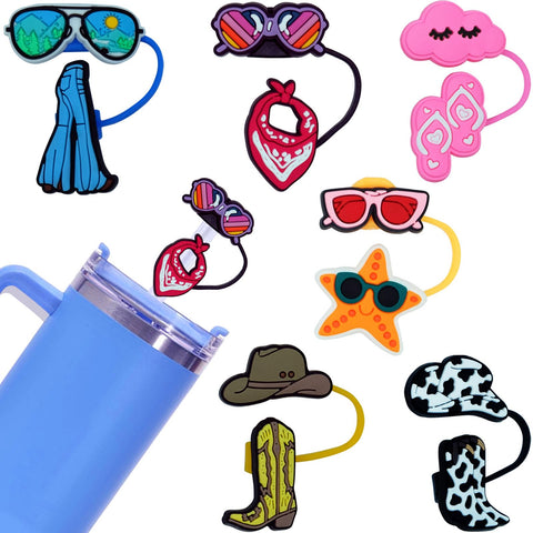 Cowboy Hat Straw Toppers for Stanley Straw Covers, 6PCS MICARA Cute Silicone Straw Cover Cap for Stanley Cup 30&40 Oz Tumbler, Reusable Straw Tips Protectors for 10mm 0.4in Straws