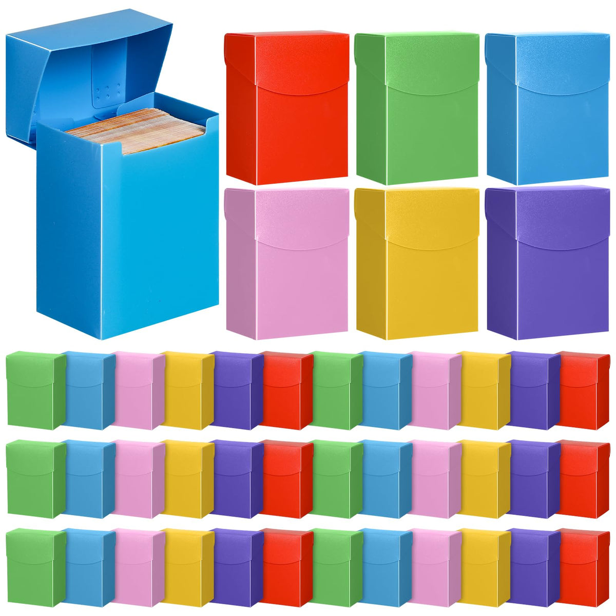 Wenqik 60 Pack Deck Card Boxes Collectible Storage Trading Card Boxes Fits 80+ Cards Storage Organizer Cases for Trading Cards, Sports and Games