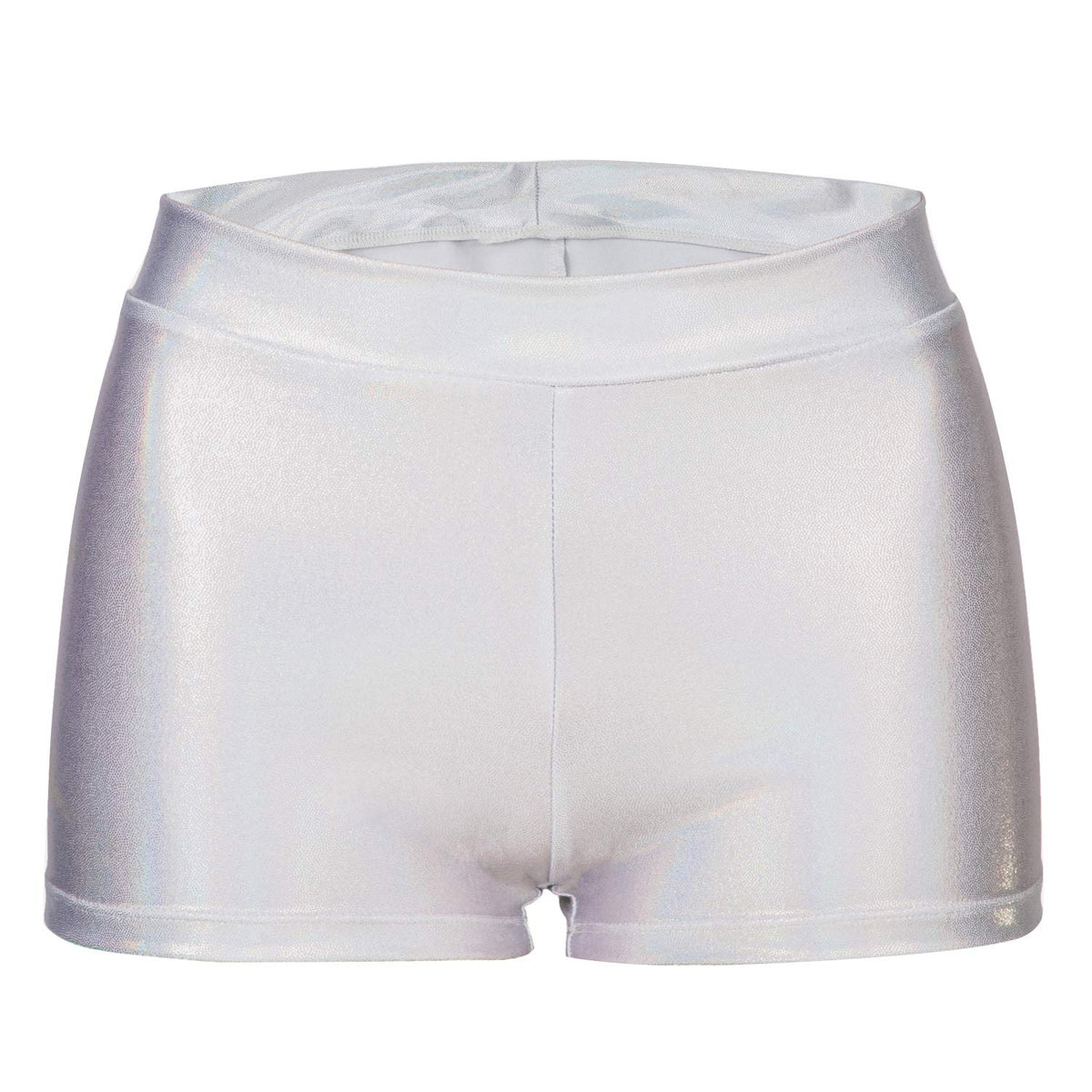 Girls Dance Short Gymnastics Athletic Shorts Sparkle Glitter Tumbling Bottoms (Shinny sliver, 7-8 Years)