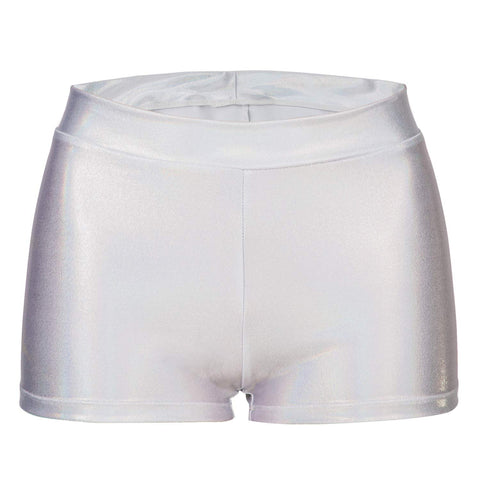 Girls Dance Short Gymnastics Athletic Shorts Sparkle Glitter Tumbling Bottoms (Shinny sliver, 7-8 Years)
