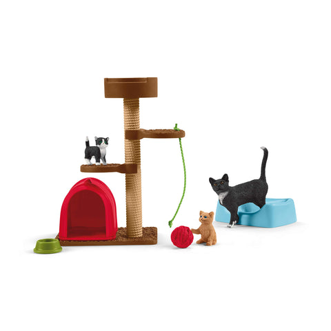 Schleich Farm World, Animal Toy Gifts for Kids, Playtime for Cute Cats, 9-piece Set with Cat and Kitten Toys 9-piece set, Ages 3+