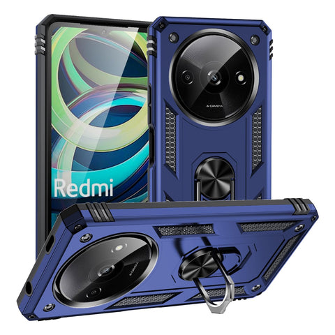 TINGYR Case for Xiaomi Redmi A3, 360 degree Rotating Ring Holder, TPU/PC Shockproof Phone Cover, Hard, Full Body Protection Cover, Phone Case for Xiaomi Redmi A3.(Blue)