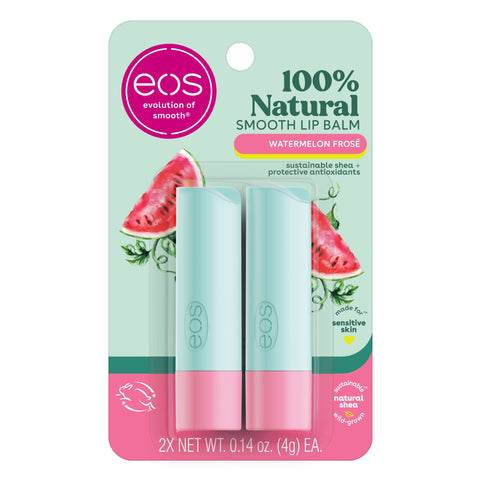 eos 100% Natural Lip Balm, Watermelon FrosÃ©, All-Day Moisture, Lip Care Products, 0.14 oz, 2-Pack
