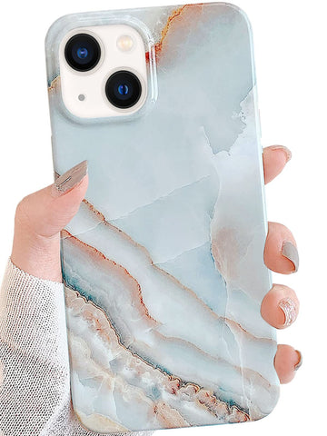J.west Case Compatiable with iPhone 13 6.1 inch,Unique Grey Marble Print Pattern Agate Slice Stone Design Soft TPU Slim Fit Protective Phone Cover Case for Women Girls Grey