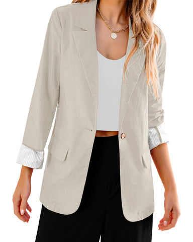 luvamia Womens Blazer Apricot Grey Blazer Women Fitted Blazers for Women Womens Blazers Casual Fall Women's Casual Jackets Womens Blazers for Work Casual Size Large Size 12 14