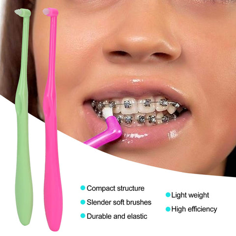 ZJchao 4pcs Dental Toothbrush, Single-Head Toothbrushes for Teeth Braces, Soft Small Head Floss Interdental Cleaners Toothbrush