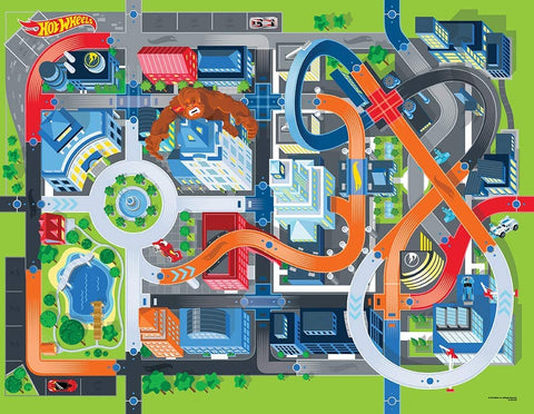 Hot Wheels - Jumbo Mega Mat Playmat with Vehicle Play Set - 47" x 61" Full Color EVA Foam Mat. Soft, Non-Toxic, Wipes Clean. Great Gift Birthday Gift for Kids, Boys, and Girls 3 and Up!