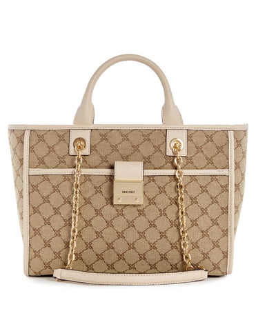 Nine West Allington Small Tote, Mocha Logo/Beige
