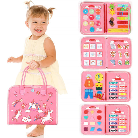 Sensory Toys for 1 2 3 Year Old Girl Gifts, 21 in 1 Montessori Busy Board for Toddlers, Educational Learning Toys for Autistic Children, Busy Book Travel Toys for 1-4 Boys Christmas Birthday Gifts