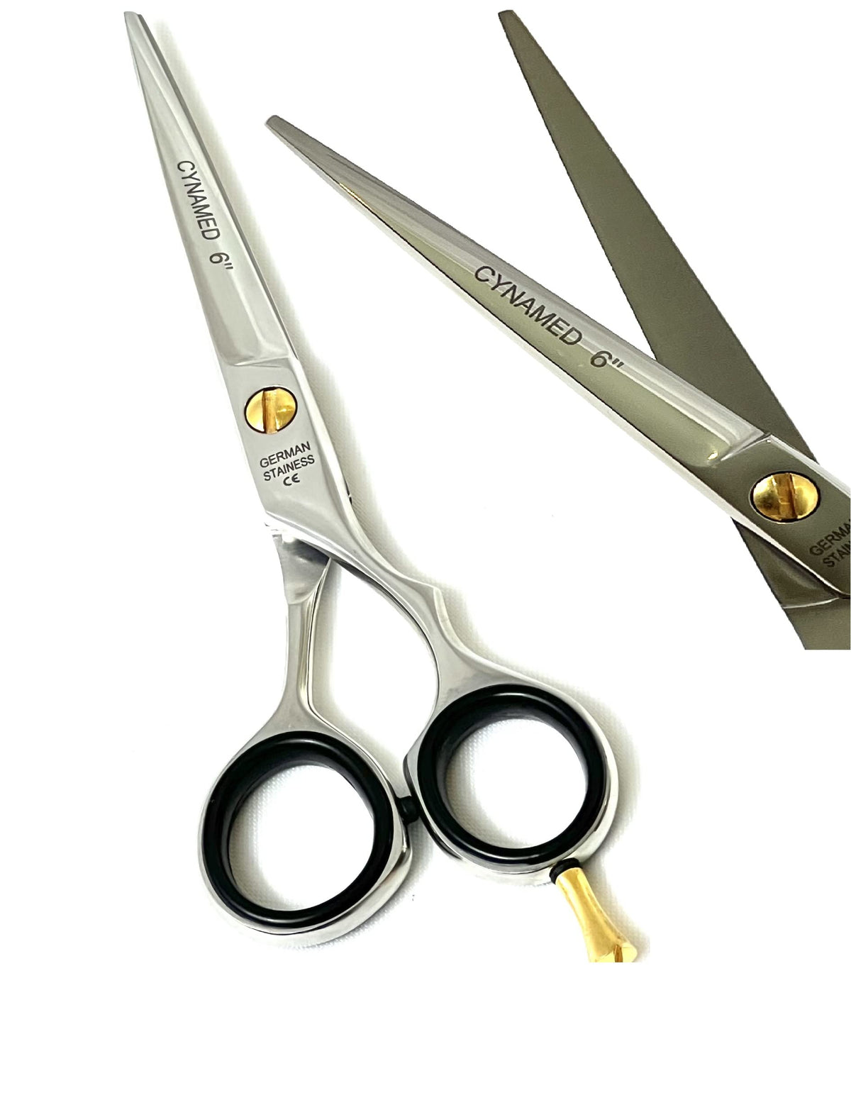 NEW! GERMAN PROFESSIONAL BARBER SCISSORS SHEARS WITH POLISHED FINISH SIZE 6 Inches CYNAMED