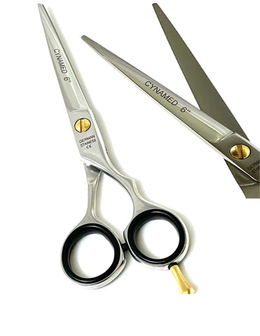 NEW! GERMAN PROFESSIONAL BARBER SCISSORS SHEARS WITH POLISHED FINISH SIZE 6 Inches CYNAMED