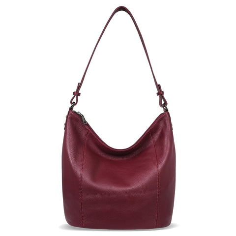 Iswee Red Handbag Leather Purse Crossbody Bags for Women Hobo Bags Shoulder Purses and Handbags Trendy Tote Bag Fall Satchel Slouchy Bags (Wine)