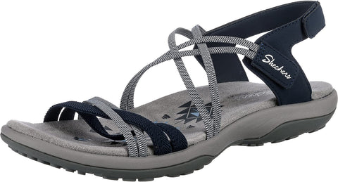 Skechers Women's Reggae Slim-Takes Two Flat Sandal, Navy, 12