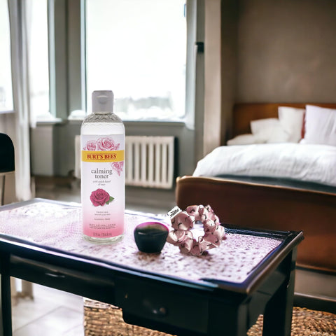 Toner, 12 Oz - Calming Witch Hazel Toner with Rose, with Moofin Hair Tie, Nourishes & Balances pH, Alcohol-Free, Removes Excess Oil, for Healthy-Looking Skin, Toner for Face, Pack of 1