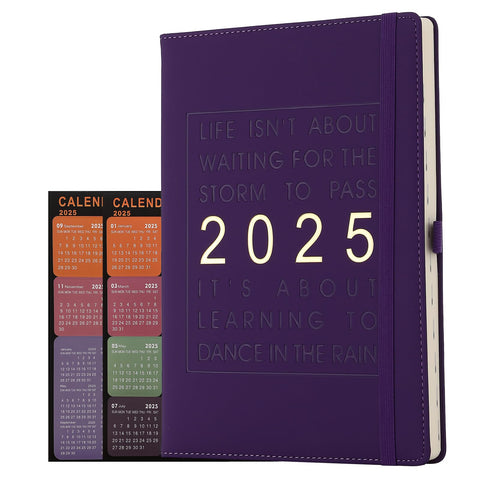 Diary Planner 2025,Academic Diary2025 Page a Day,Year Daily Diary Agenda 2025 Day to View from Jan 2025 to Dec 2025,Organiser Planner With Pen Hold/Monthly Tabs (Purple 2025)